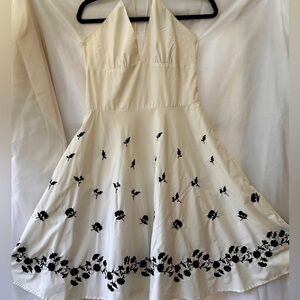 A.P.N.Y. White Dress with Black Floral Pattern